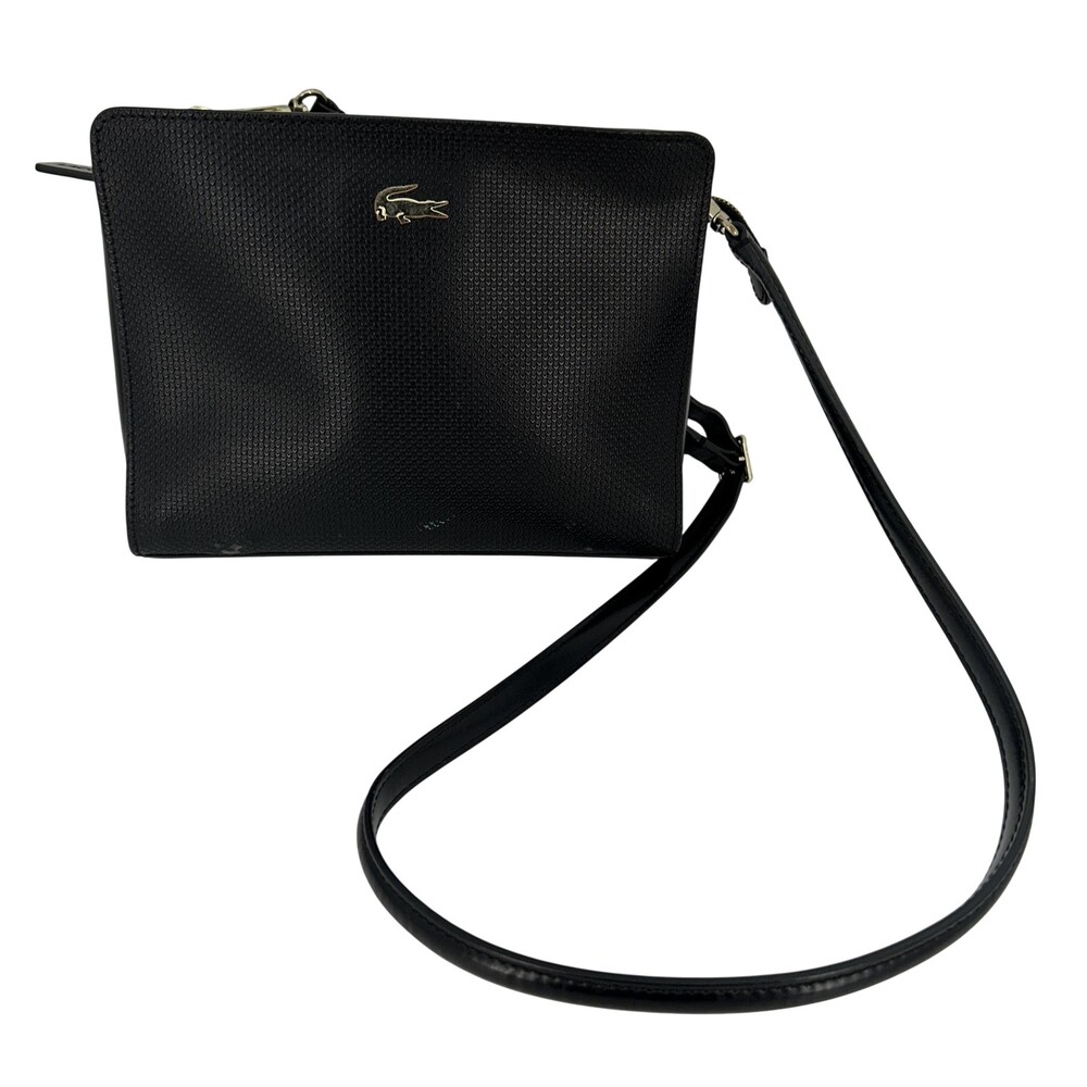 Lacoste Crossbody Bag Womens L.12.12 Concept Leather Zip Purse Gold Hardware